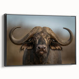 Framed wall art showcasing a black buffalo design from the "Animals of the Wild" collection, featuring intricate details and a sleek side view that enhances any decor.