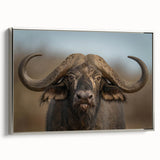 Framed canvas wall art showcasing a detailed silver side view of a buffalo, part of the Animal Wildlife collection, perfect for enhancing home decor with a nature theme.