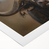 Buffalo wall art design on rolled canvas, showcasing vivid colors and intricate details, perfect for enhancing home decor with a touch of wildlife elegance.