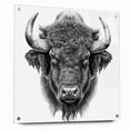 Side view of a buffalo wall art design in acrylic glass, showcasing intricate details and vibrant colors, ideal for wildlife-themed decor and art collectors.