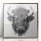 Framed wall art featuring a majestic bison in a gold-accented frame, showcasing intricate details and vibrant colors, perfect for wildlife enthusiasts and decor lovers.
