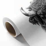 Buffalo wall art design on rolled canvas, showcasing a majestic bison in a natural setting, ideal for wildlife enthusiasts and home decor. Textured finish adds depth and character, perfect for enhancing interior spaces.