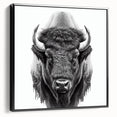 Framed canvas wall art featuring a side view of a majestic buffalo, showcasing rich textures and natural colors, perfect for wildlife enthusiasts and modern decor.