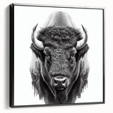 Framed canvas wall art featuring a side view of a majestic buffalo, showcasing rich textures and natural colors, perfect for wildlife enthusiasts and modern decor.