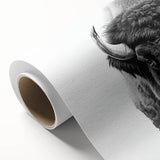 Buffalo wall art design on rolled canvas, showcasing intricate details and vibrant colors, perfect for enhancing home decor with a touch of wildlife elegance.