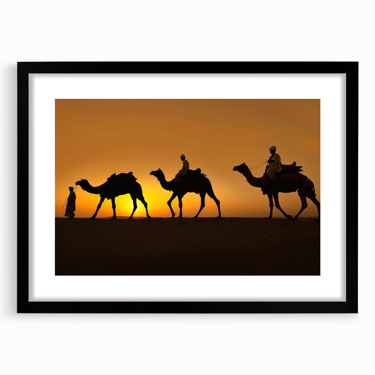 Framed wall art showcasing a stylized camel design with intricate details, set against a black matting, perfect for enhancing modern home decor and animal-themed spaces.