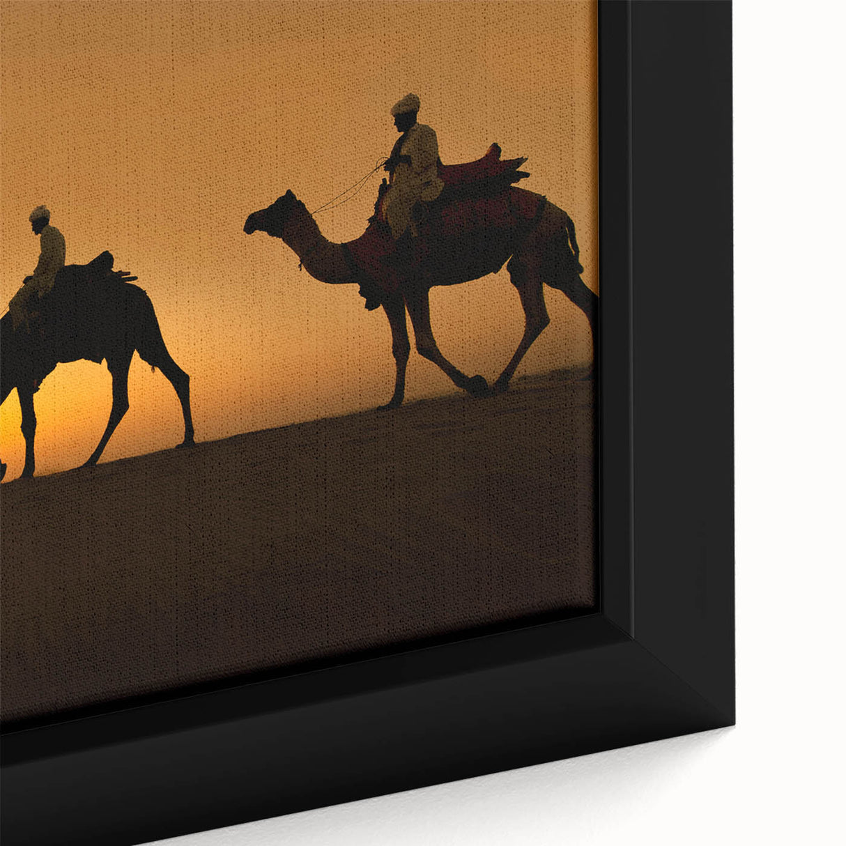 Close-up of a framed canvas wall art featuring a beautifully detailed camel design, showcasing its unique textures and warm colors, perfect for animal lovers and home decor enthusiasts.