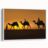 Framed canvas wall art featuring a side view of a camel design in a minimalist style, showcasing earthy tones and textures, perfect for wildlife enthusiasts and modern decor.