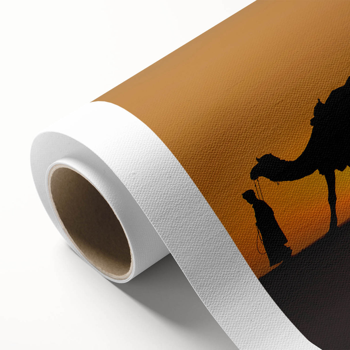 Stylish rolled canvas artwork showcasing a camel design inspired by wildlife, featuring vibrant colors and intricate details, perfect for nature-themed decor.