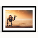 Black-framed wall art featuring a striking camel design from the "Animals A Wild Life" collection, showcasing intricate details and vibrant colors, ideal for adding a unique touch to any room's decor.