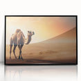 Framed wall art featuring a striking camel design in a black frame, ideal for enhancing modern decor, showcasing intricate details and vibrant colors.