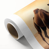 Camel design wall art on rolled canvas, showcasing vibrant colors and intricate patterns, perfect for decor in a nature-themed room. Ideal for animal lovers.