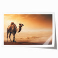 Colorful camel-themed wall art print showcasing intricate tribal designs, rolled and ready for display, perfect for adding a vibrant touch to home decor.