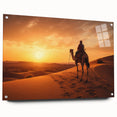 Side view of a unique camel wall art design featuring vibrant colors, displayed in an acrylic glass frame, perfect for enhancing modern decor.