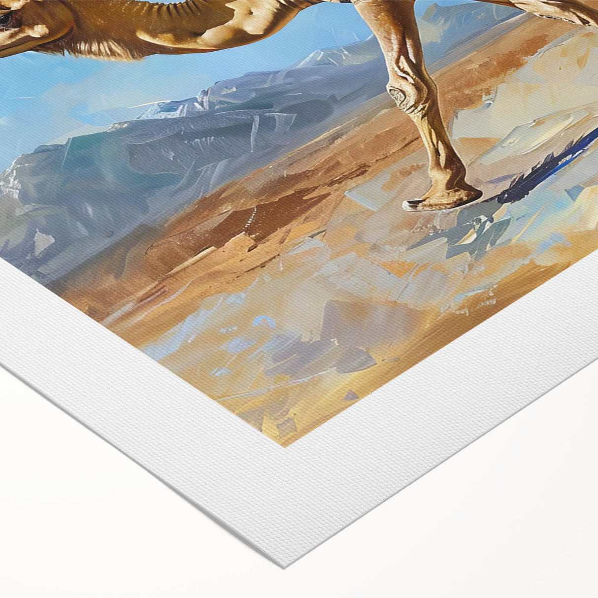 Stylish rolled canvas wall art featuring a vibrant camel design, showcasing intricate details and earthy tones, ideal for enhancing any modern decor.