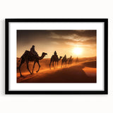 Camel wall art design featuring a detailed illustration in a sleek black frame with matting, suitable for home decor or wildlife-themed interiors.