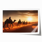 Camel wall art design showcasing a vibrant desert scene with intricate patterns and earthy colors, printed on high-quality canvas for decorative home display.
