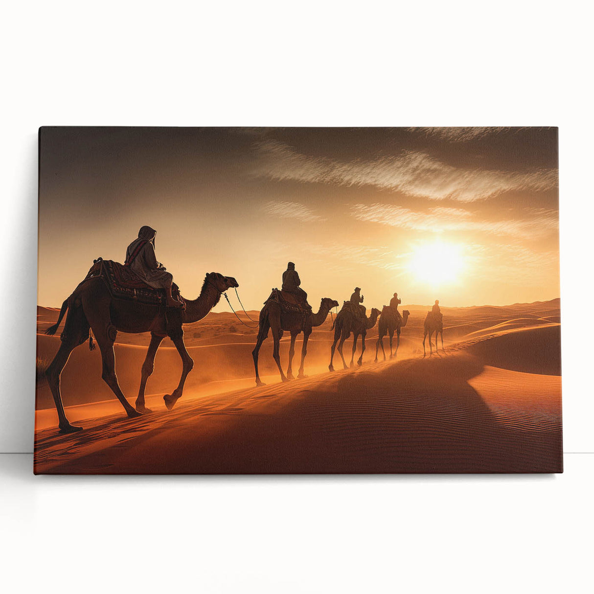 Colorful camel wall art design on stretched canvas, showcasing intricate patterns and textures, perfect for home decor, emphasizing wildlife themes and artistic flair.
