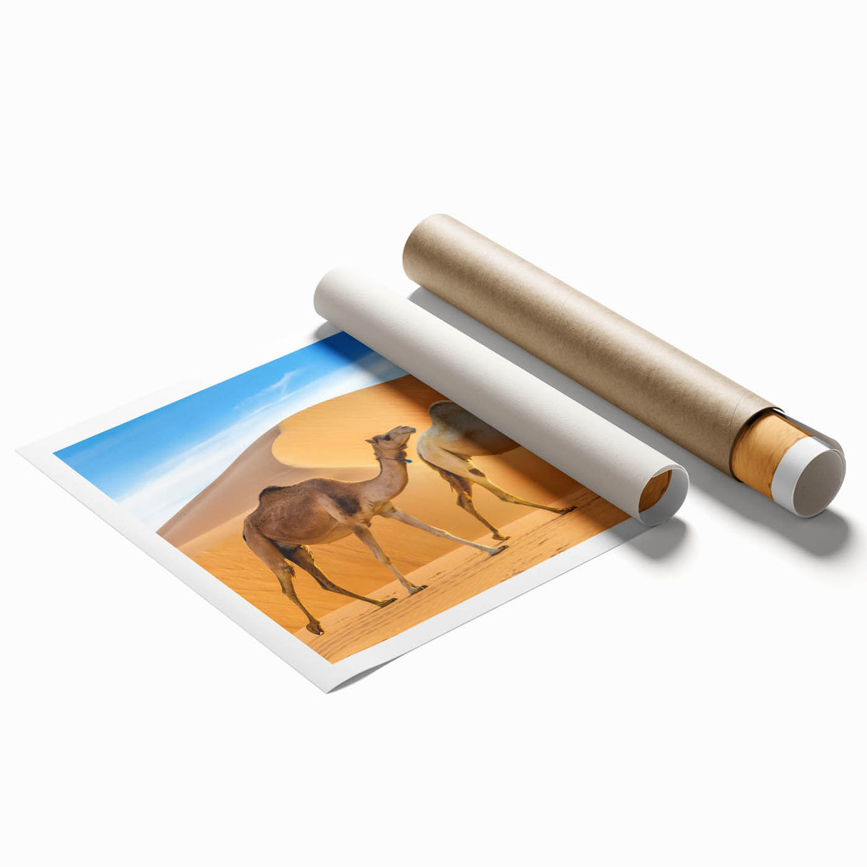 Vibrant wall art print featuring a stylized camel design, showcasing intricate patterns and earthy tones, perfect for adding a touch of wildlife decor to any space.