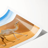 Elegant rolled canvas print showcasing a vibrant camel design from the Animals A Wild Life collection, featuring intricate details and warm earth tones, perfect for safari-themed decor.