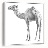 Framed wall art showcasing a side view of a camel design from the 'Animals a Wild Life' collection, featuring earthy tones and intricate detailing on canvas.