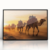 Framed wall art collection showcasing a stylish black front view of a camel design, perfect for enhancing modern home decor with a wildlife theme.