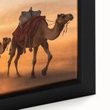 Close-up of a framed canvas featuring a detailed camel design, showcasing intricate textures and earthy colors, ideal for wildlife-themed home decor.