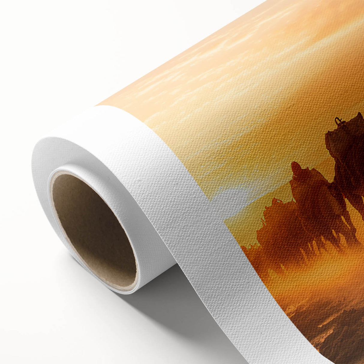 Colorful rolled canvas depicting a stylized camel design, part of an animal-themed wall art collection, showcasing intricate patterns and textures, ideal for home decor.