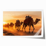 Camel-themed wall art print showcasing a vibrant desert landscape with intricate details, perfect for adding a touch of wildlife decor to any space.