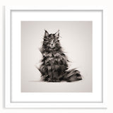 Framed wall art featuring a playful wild cat design, set against a white mat, ideal for animal lovers and modern decor. Perfect for brightening any space.