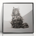 Framed wall art featuring a stylized black cat design, showcased in a sleek black frame with acrylic front, perfect for modern decor enthusiasts.