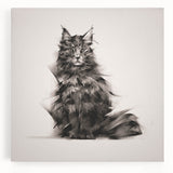 Stretched canvas wall art featuring a whimsical cat design in vibrant colors, perfect for animal lovers. Ideal for home decor or a playful art collection.