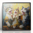 Framed wall art featuring a captivating wild cat design in vibrant colors, set against a sleek black frame, ideal for animal lovers and modern decor.