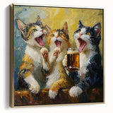 Framed wall art featuring a wild cat design in vibrant colors, showcasing intricate details and a gold frame, perfect for animal lovers and home decor enthusiasts.