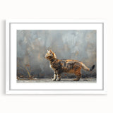 Framed wall art collection featuring a whimsical cat design in a white mat, ideal for animal lovers, adding charm to any living space or office decor.