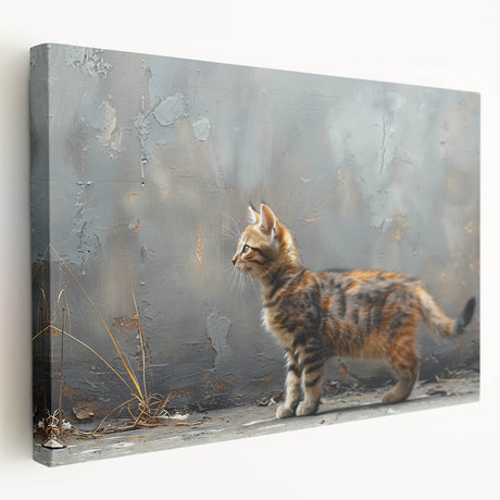 Stretched canvas wall art featuring a vibrant, colorful design of a wild cat, showcasing intricate details and textures, ideal for animal lovers and home decor.