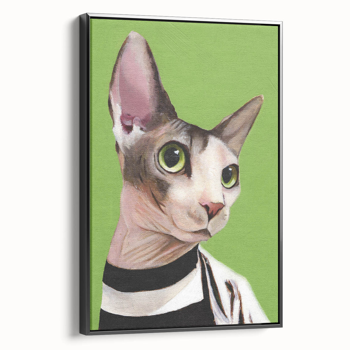 Framed wall art featuring a sleek black cat design on canvas, showcasing intricate details and vibrant colors, ideal for animal lovers’ home decor.
