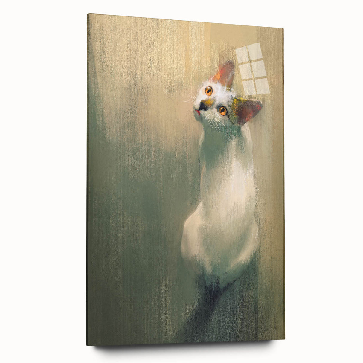 Acrylic glass wall art collection showcasing a detailed side view of a wild cat design, perfect for animal lovers and modern decor enthusiasts.