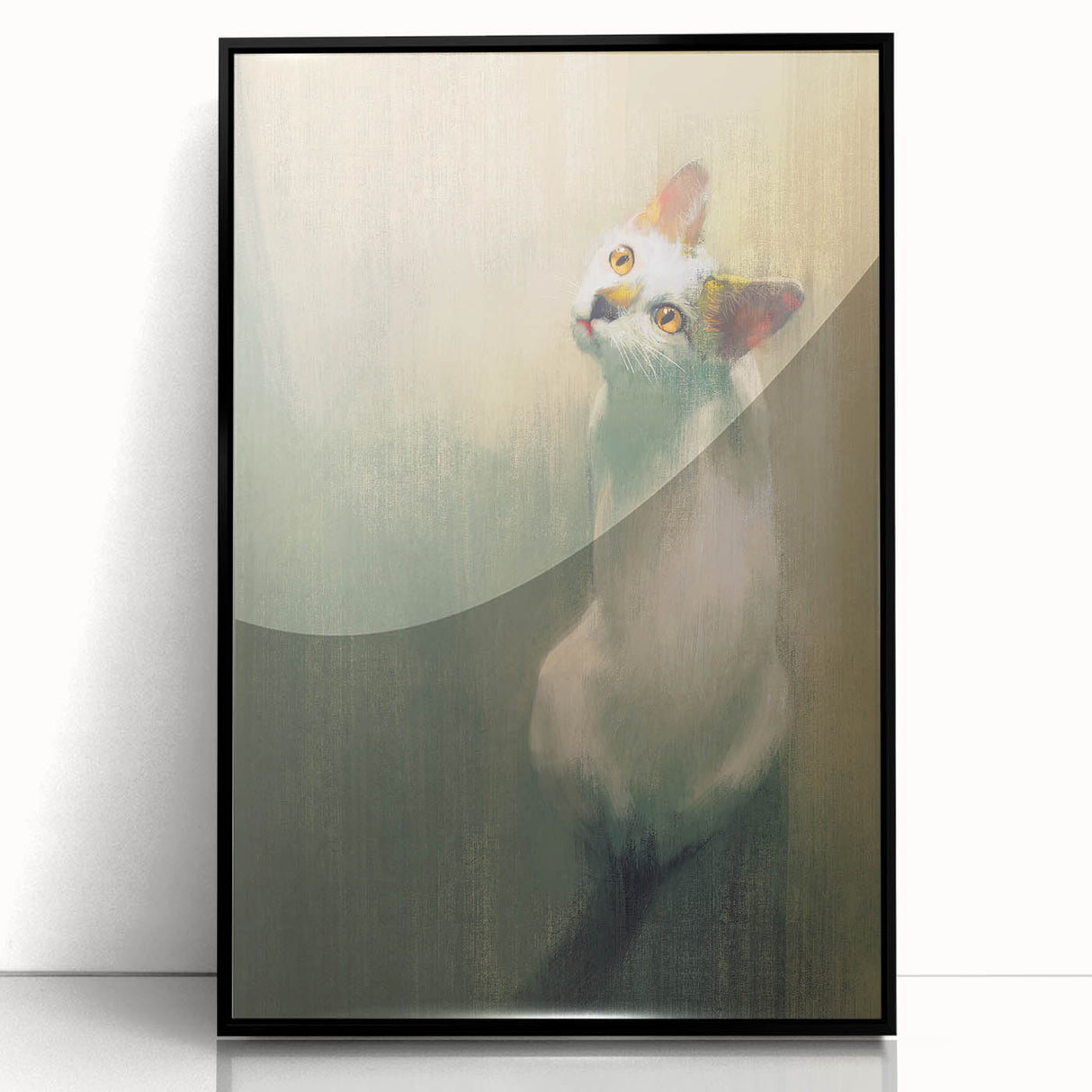 Framed acrylic wall art featuring a striking cat design from the Animals A Wild Life collection, showcasing bold colors and intricate details against a sleek black frame. Perfect for adding a touch of elegance and nature-inspired decor to any room.