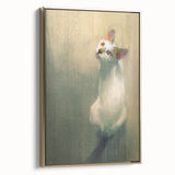 Framed canvas wall art featuring a stylish cat design from the "Animals A Wild Life" collection, showcasing intricate details and a gold frame, perfect for modern decor.