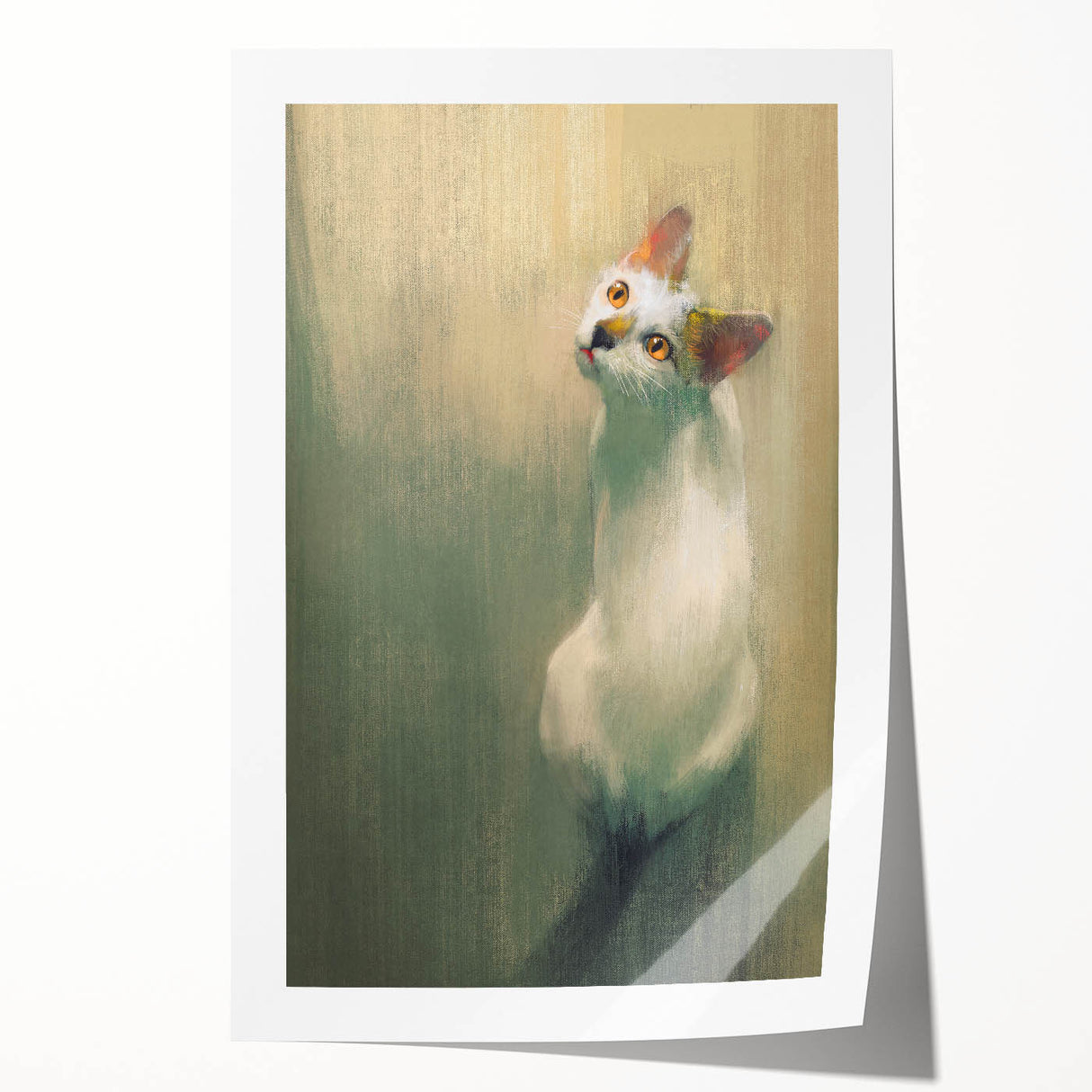 Colorful illustration of a cat in a wild, vibrant jungle setting, showcasing intricate details and bold patterns, perfect for home decor enthusiasts.