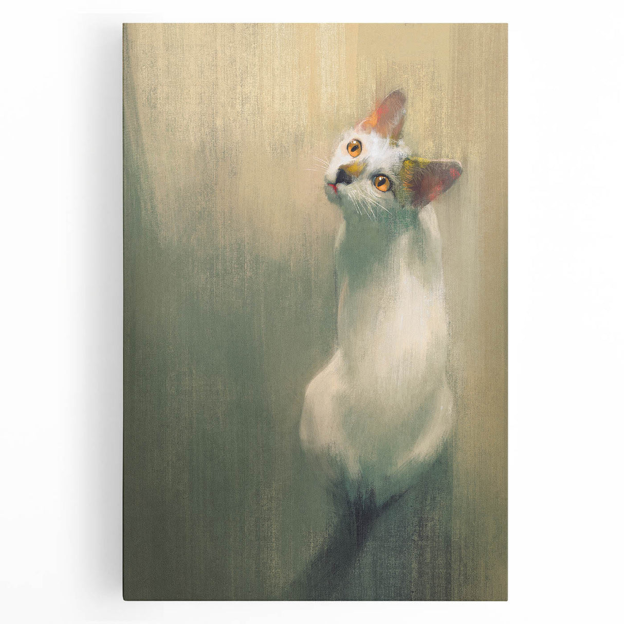 Stretched canvas wall art featuring a vibrant wild cat design, showcasing detailed colors and textures, perfect for animal lovers and home decor enthusiasts.