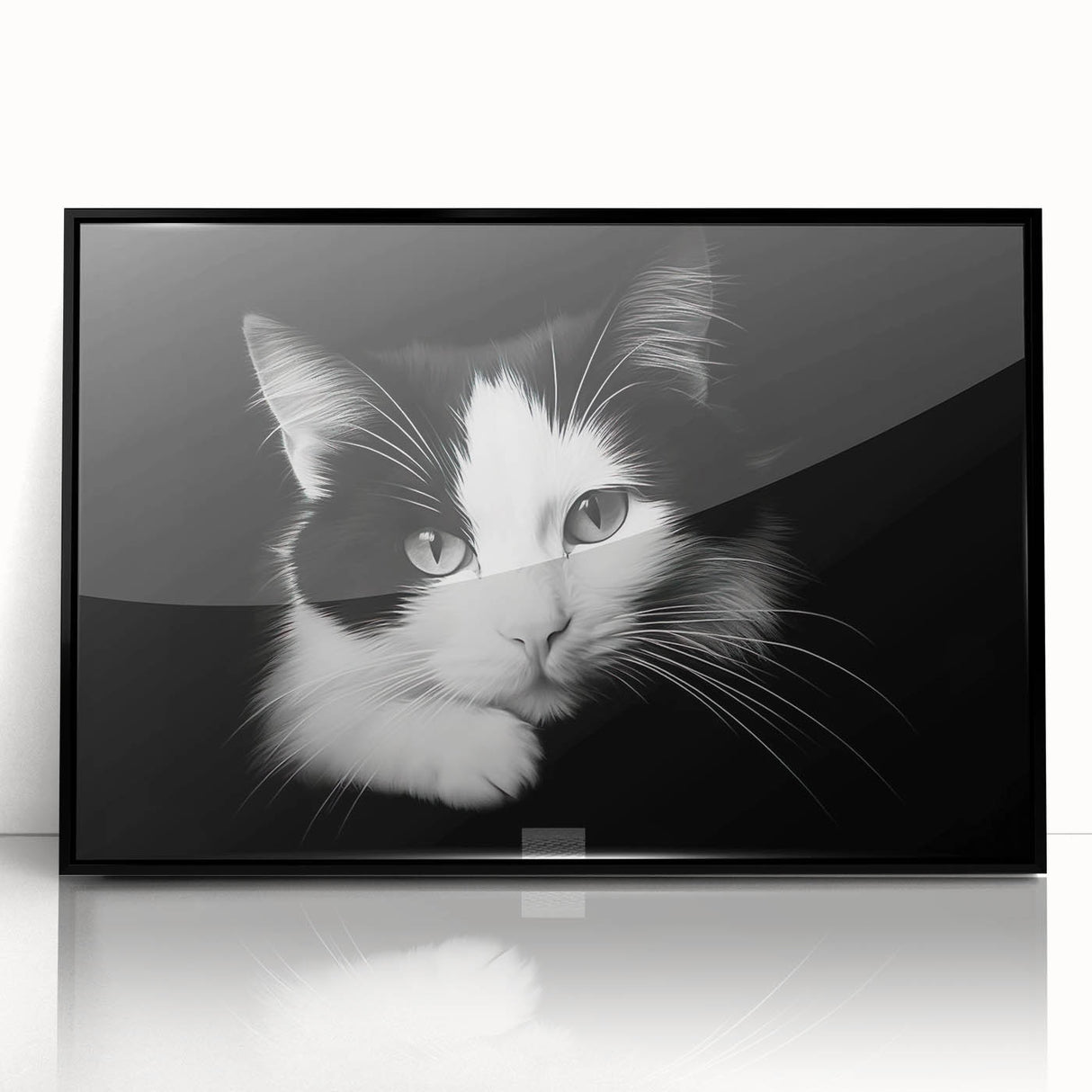 Framed wall art showcasing a wild cat design in vibrant colors, featuring a sleek black frame, ideal for animal lovers and home decor enthusiasts. Perfect for adding a touch of nature-inspired elegance to any space.