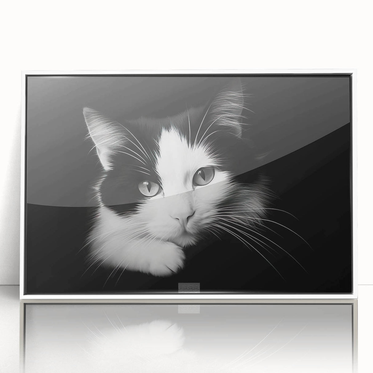 Framed acrylic wall art featuring a wildcat design with vibrant colors, set against a white background, perfect for animal lovers and home decor enthusiasts. The piece adds a touch of nature-inspired elegance to any living space or office, making it an ideal decorative accent for wildlife-themed interiors.