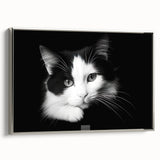 Framed canvas wall art featuring a wild cat design in silver tones, showcasing intricate details and textures, perfect for animal lovers and modern decor.
