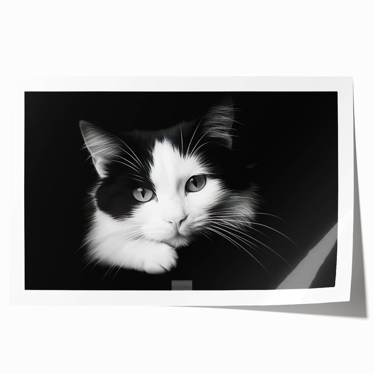 Wildlife-themed wall art print featuring a stylized cat design in vibrant colors, ideal for animal lovers and home decor enthusiasts; rolled and ready for framing.