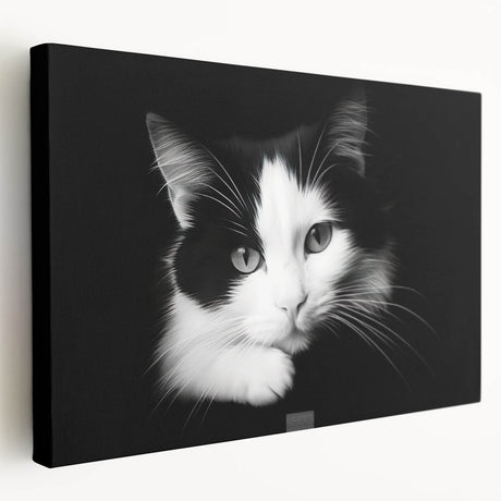 Colorful stretched canvas wall art displaying a whimsical cat design, showcasing vibrant hues and intricate details, perfect for animal lovers and home decor enthusiasts.