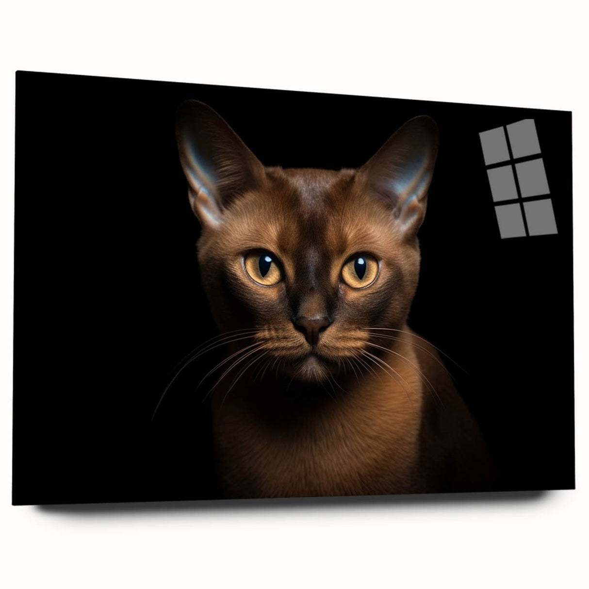 Acrylic glass wall art featuring a side view of a playful cat design, showcasing vibrant colors and intricate details, ideal for animal lovers and home decor.