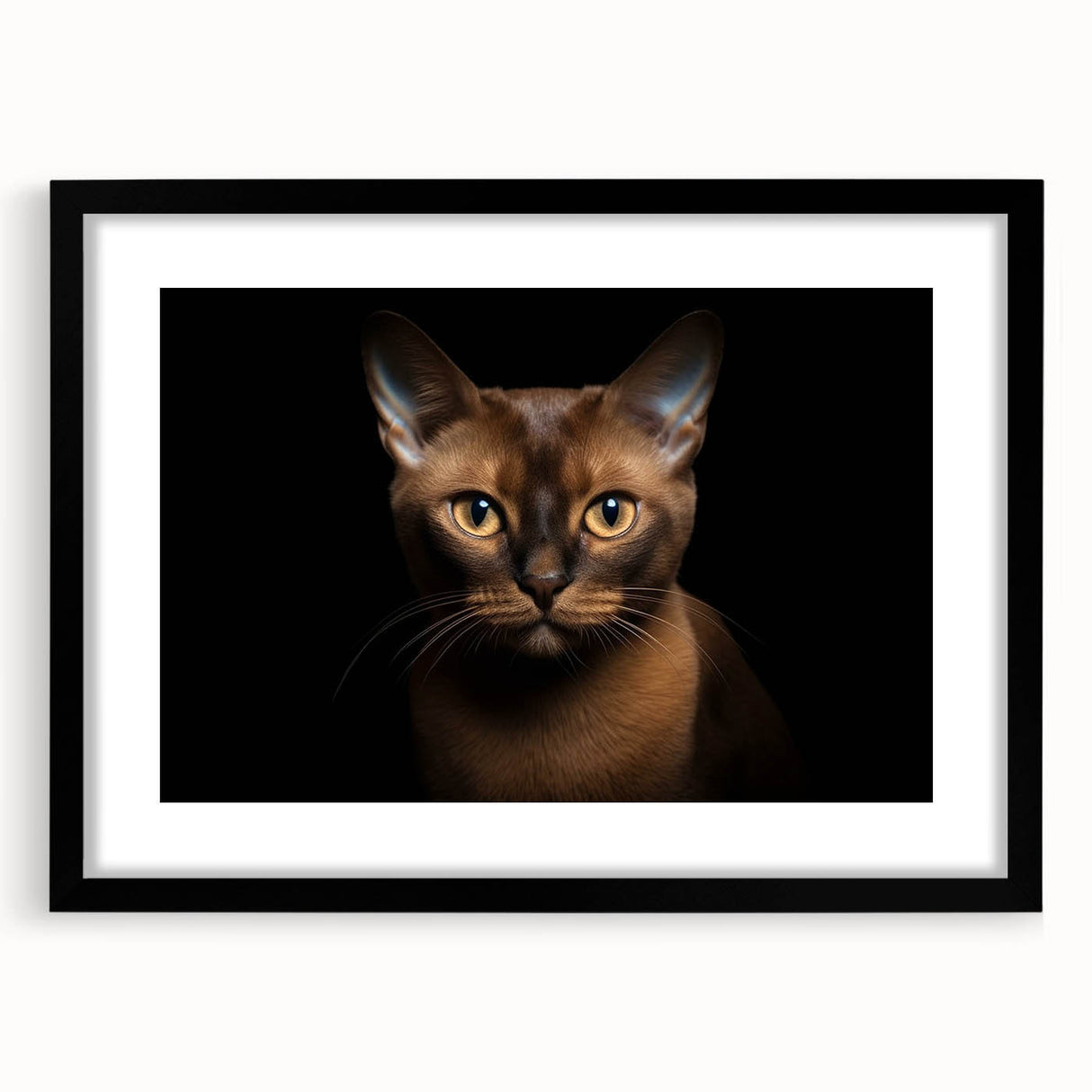 Black-framed wall art featuring a whimsical cat design from the Animals A Wild Life collection, elegantly matted, perfect for adding a playful touch to home decor.