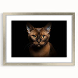 Silver-framed wall art featuring a whimsical cat design from the "Animals - A Wild Life" collection, showcasing vibrant colors and intricate details, perfect for animal lovers.